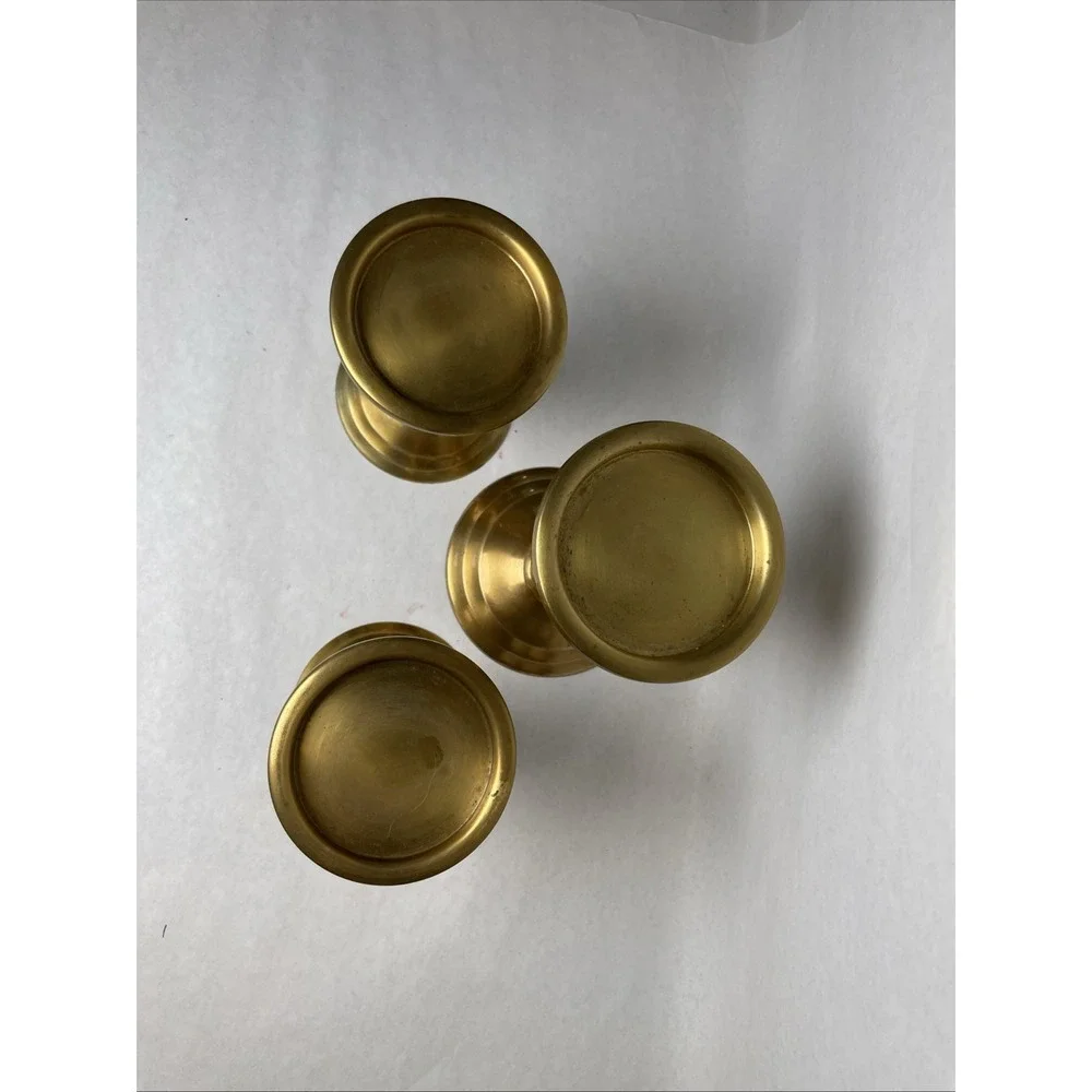 3 WORLD MARKET Brass Candle Stick Classic VINTAGE Holders Pillar Candle 4
